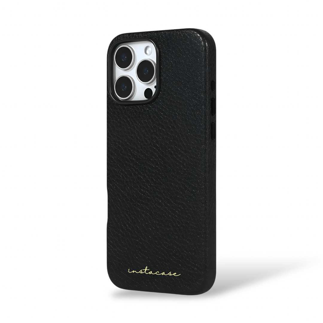Funda para iPhone de piel auténtica Black Caviar — InstaCase Portugal