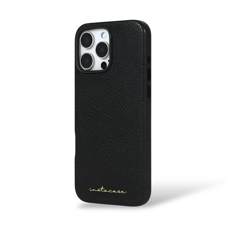 Funda para iPhone de piel auténtica Black Caviar — InstaCase Portugal
