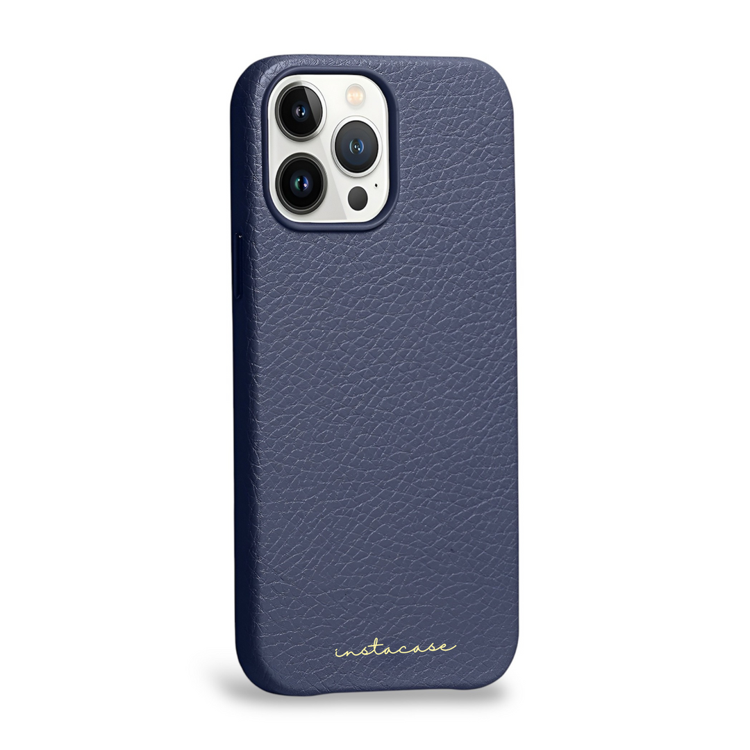 Funda para iPhone de piel auténtica en azul océano — InstaCase Portugal