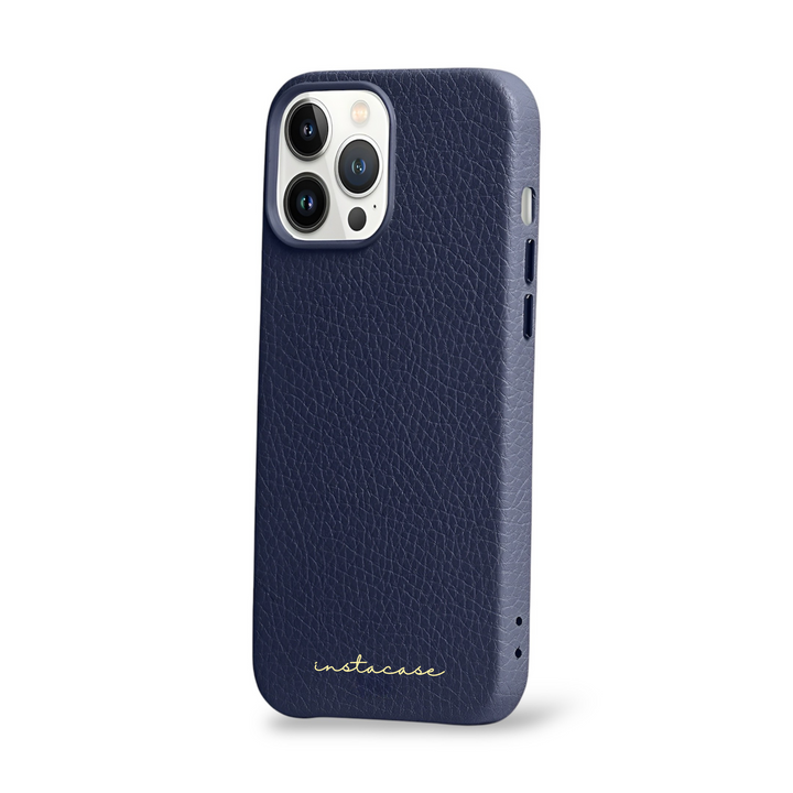 Funda para iPhone de piel auténtica en azul océano — InstaCase Portugal