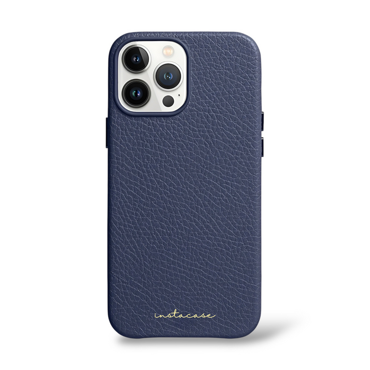 Funda para iPhone de piel auténtica en azul océano — InstaCase Portugal