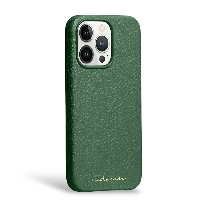 Funda para iPhone de piel auténtica en verde racing — InstaCase Portugal