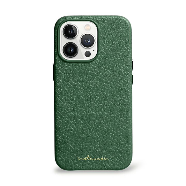 Funda para iPhone de piel auténtica en verde racing — InstaCase Portugal