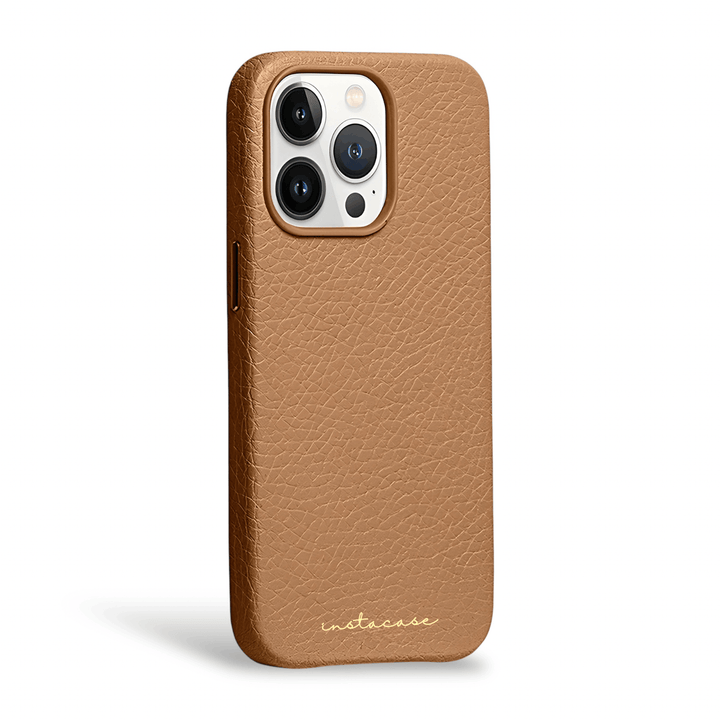 Funda para iPhone de piel auténtica en color marrón silla de montar — InstaCase Portugal