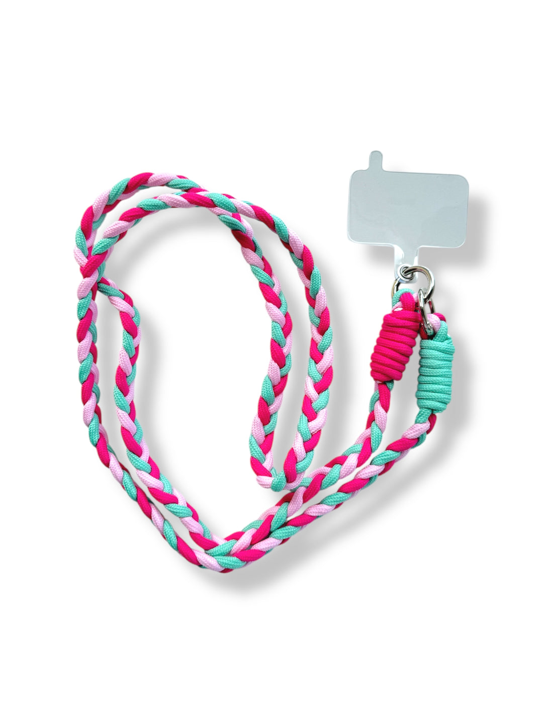 Cordón universal trenzado en rosa choque y verde agua para móvil — InstaCase Portugal