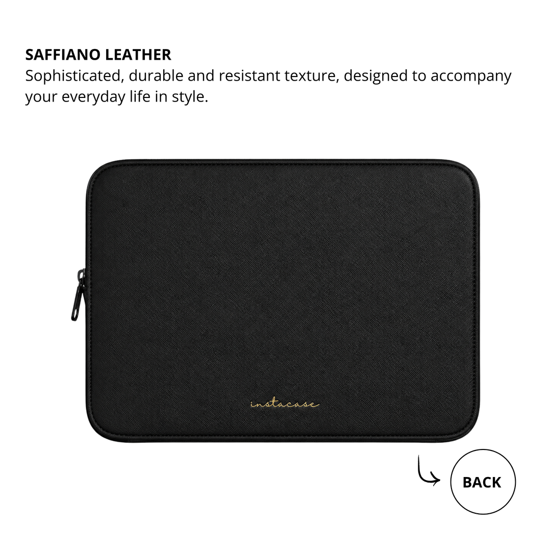 Bolsa Computador InstaCase verso Saffiano Leather Preto Logo Dourado