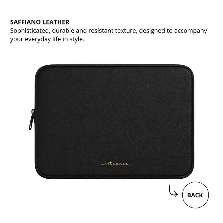 Bolsa Computador InstaCase verso Saffiano Leather Preto Logo Dourado