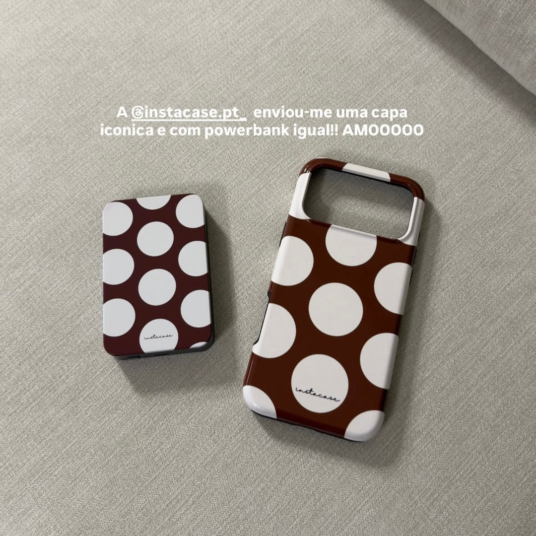 Power Bank Magnética Cappuccino Cream Preta MagSafe — InstaCase Portugal