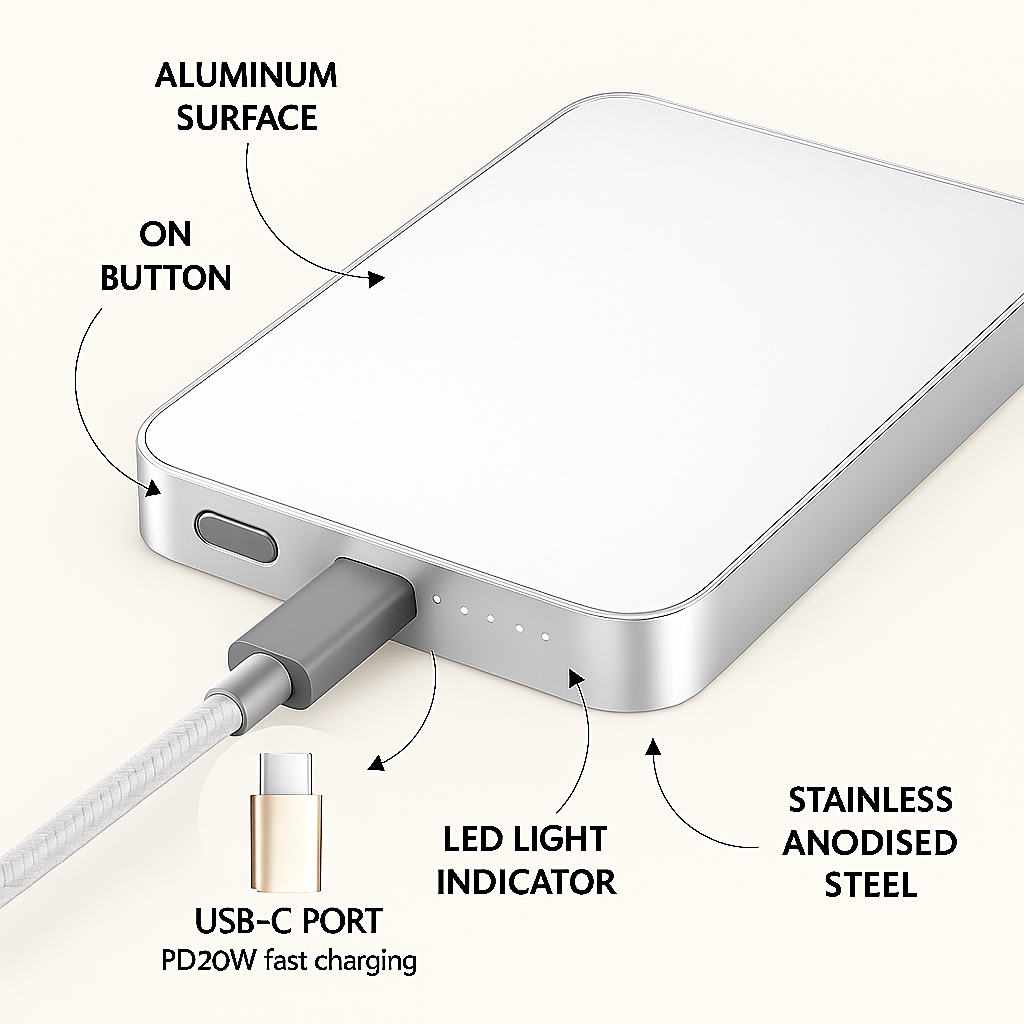 Batería externa magnética MagSafe plateada — InstaCase Portugal