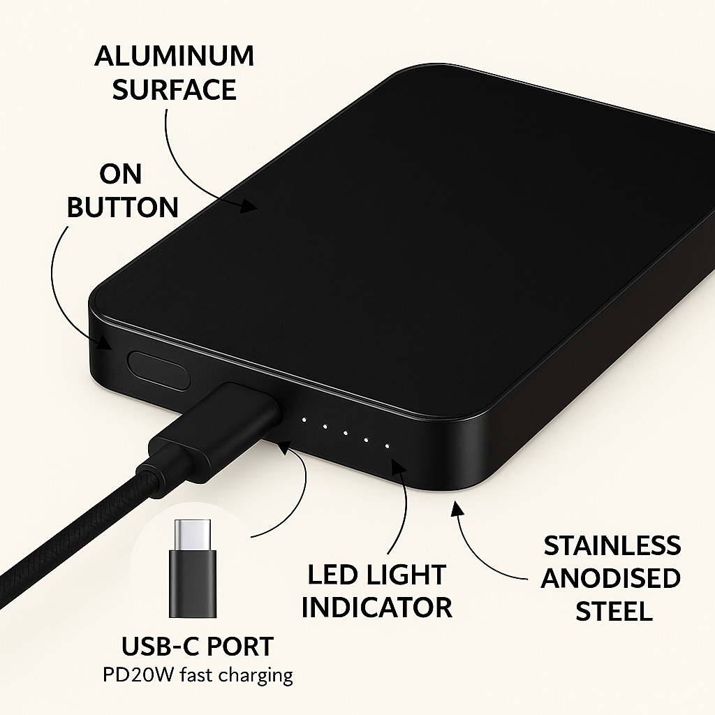 Batería externa magnética MagSafe negra — InstaCase Portugal
