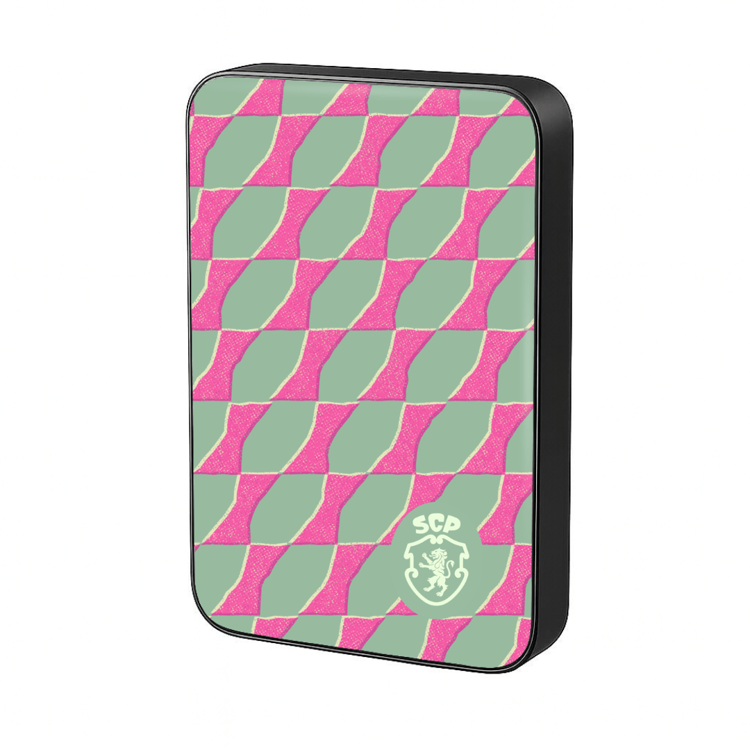 Sporting CP MagSafe Power Bank — Green and Black Waves — InstaCase Portugal
